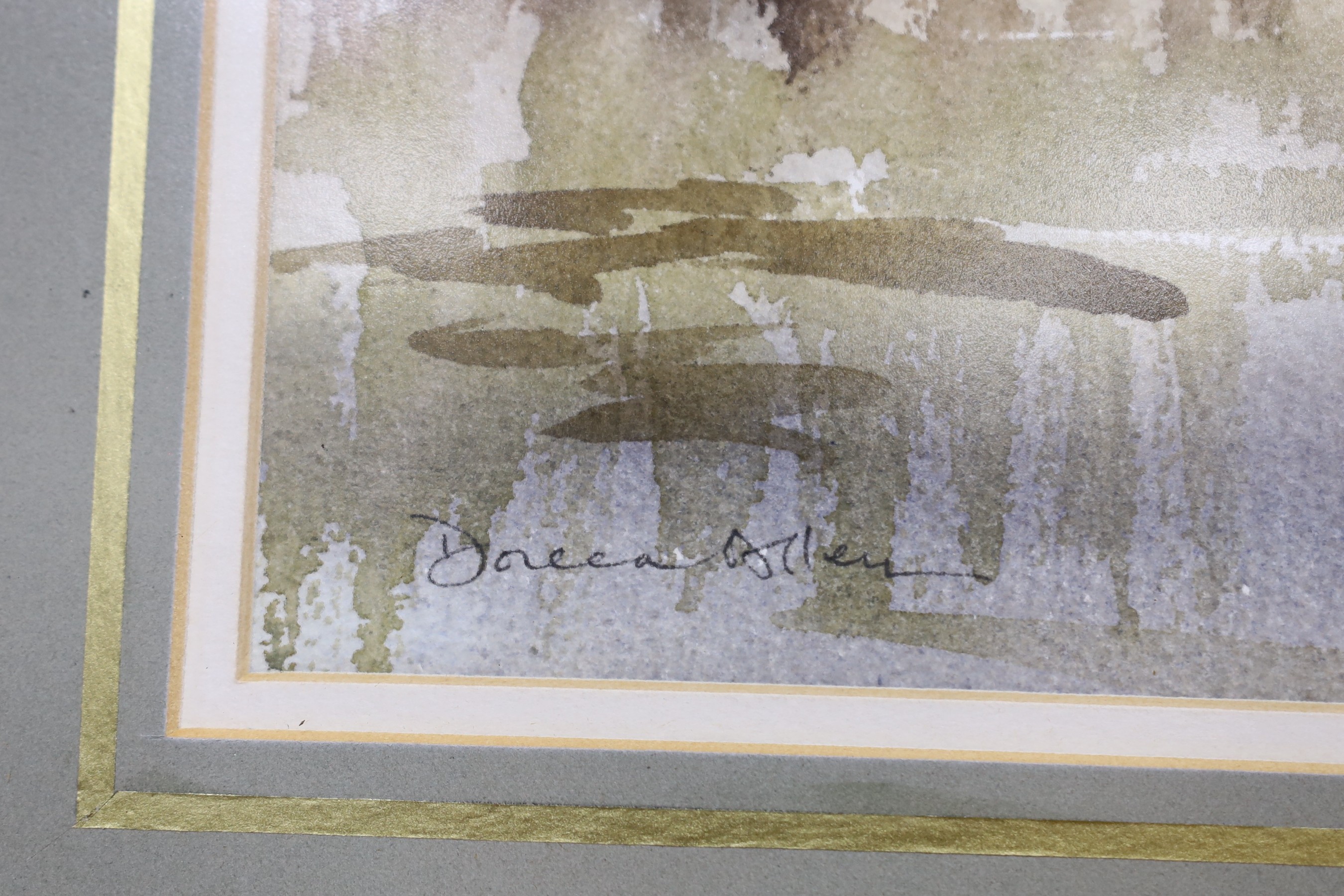 Doreen Allen [Mrs Ronald Crampton] (1916-2000), watercolour, 'Fishing Lake, Fakenham', signed, 32 x 47cm